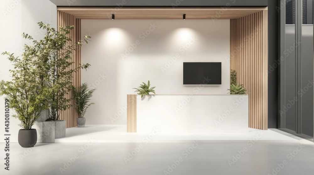 Fototapeta premium Modern minimalist reception area with natural elements