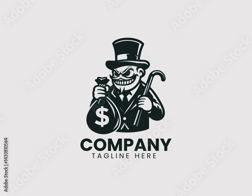 Greedy Capitalist Cartoon Vector Logo