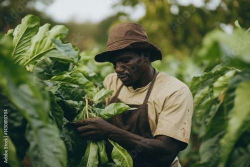 premium quality image of chef harvesting fresh produce off organic farm