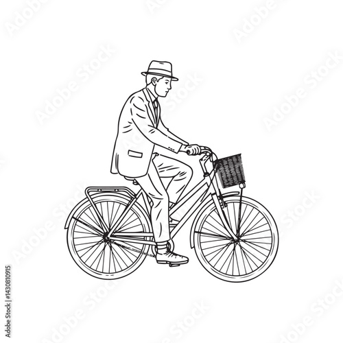 Man Cycling Silhouette - Professional Digital Sketch - man cycling silhouette - man cycling vector - man cycling doodle - cycling illustration - man cycling line art

