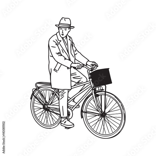 Man Cycling Silhouette - Simple Minimalist Vector - man cycling silhouette - man cycling vector - man cycling doodle - cycling illustration - man cycling line art

