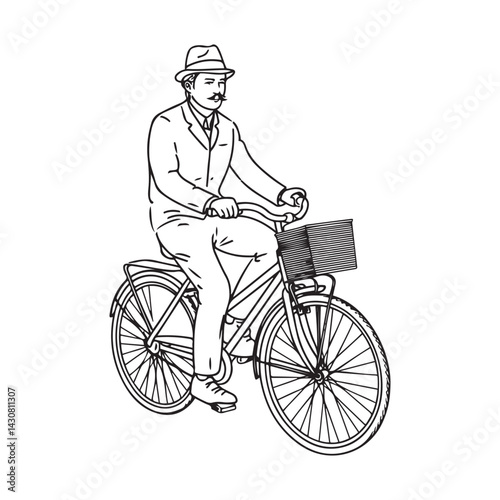 Man Cycling Silhouette - Smooth Line Art Illustration - man cycling silhouette - man cycling vector - man cycling doodle - cycling illustration - man cycling line art

