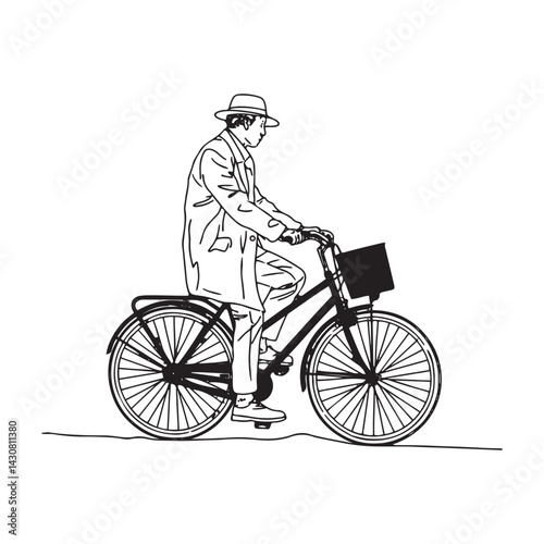 Man Cycling Silhouette - Minimalistic Line Art - man cycling silhouette - man cycling vector - man cycling doodle - cycling illustration - man cycling line art

