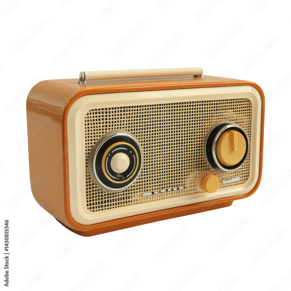 Vintage radio on display highlighting classic design and nostalgic feel from the mid 20th century