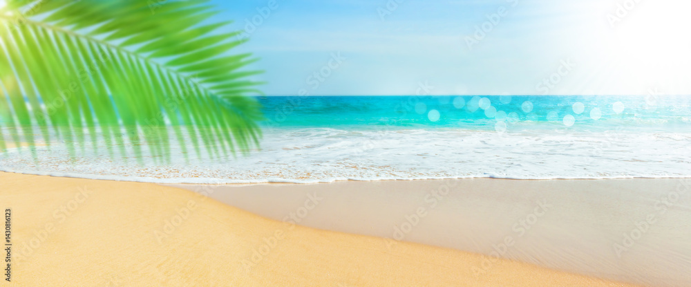 Untouched tropical beach in Sri Lanka with white sand and blue water