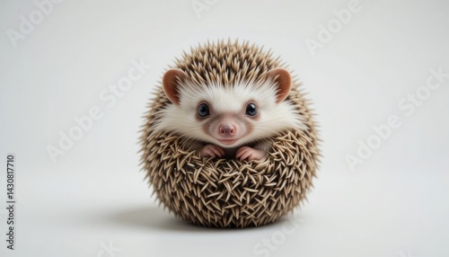 Adorable White And Brown Hedgehog Portrait