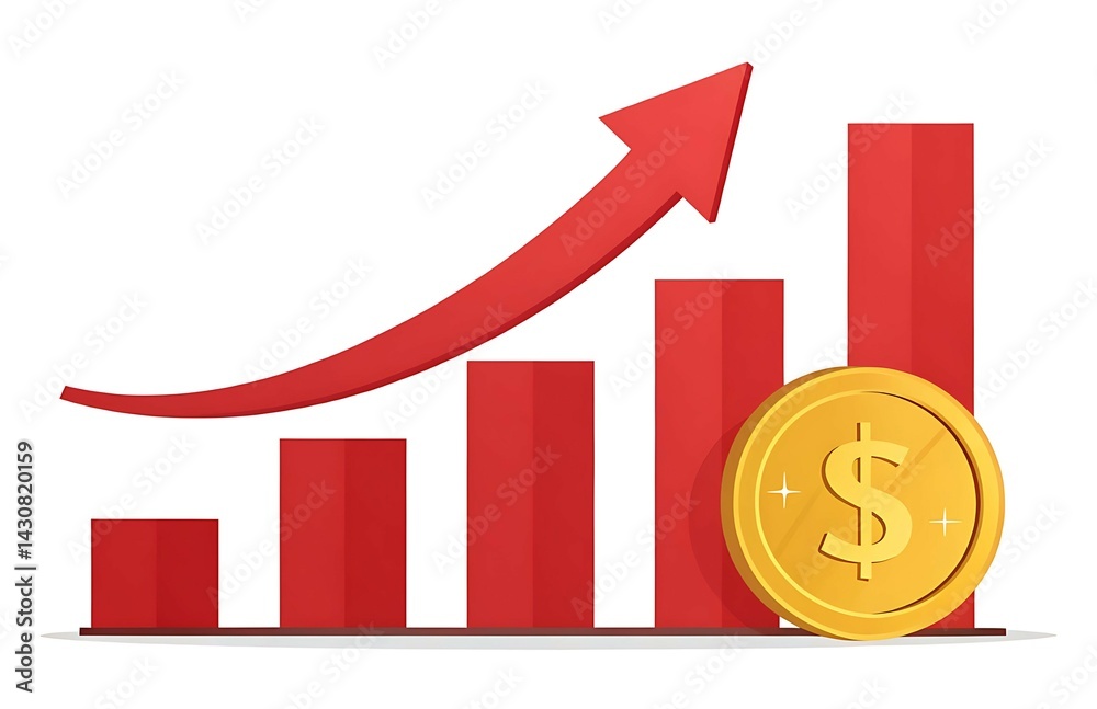 Upward Financial Growth Chart with Dollar Coin Upward Financial Growth Chart with Dollar Coin