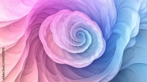 Pastel Pink Blue Spiral Rose Abstract Flower