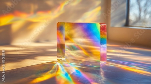 Rainbow Prism Light Refraction on Bright Surface