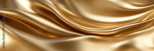 Golden Silk Drapery: Luxurious Texture and Smooth Waves