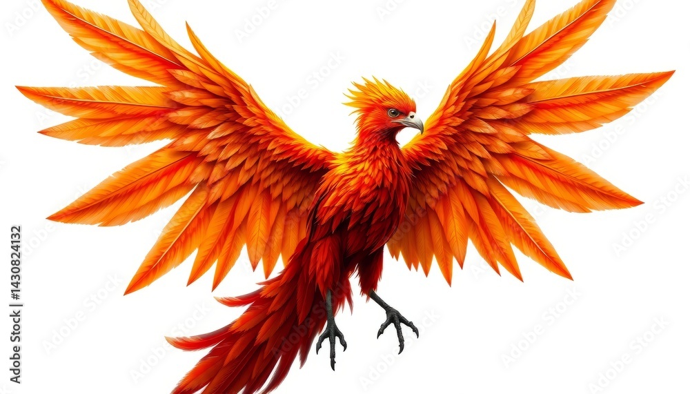 Fototapeta premium Fiery Orange Phoenix in Flight