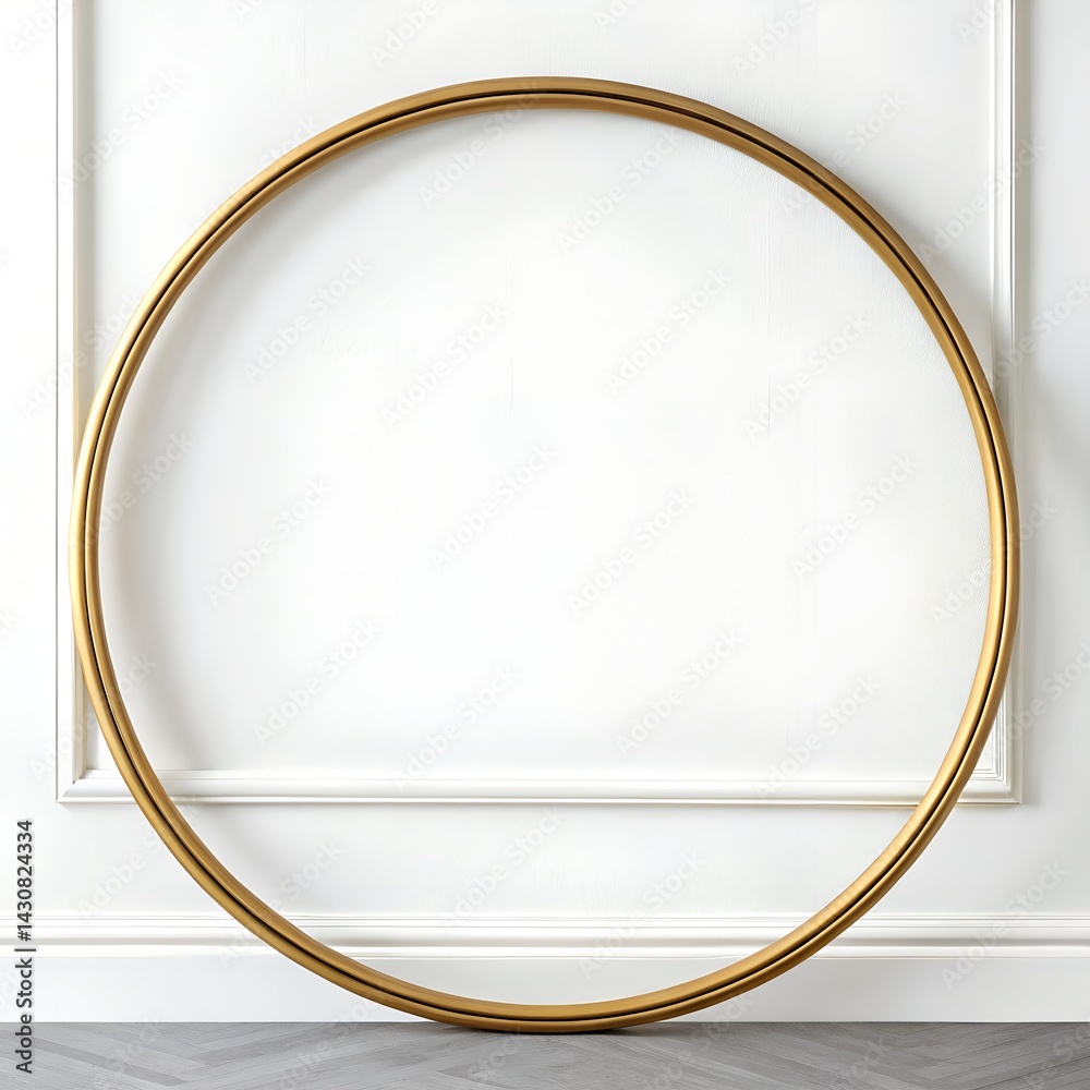 Golden circle frame on white