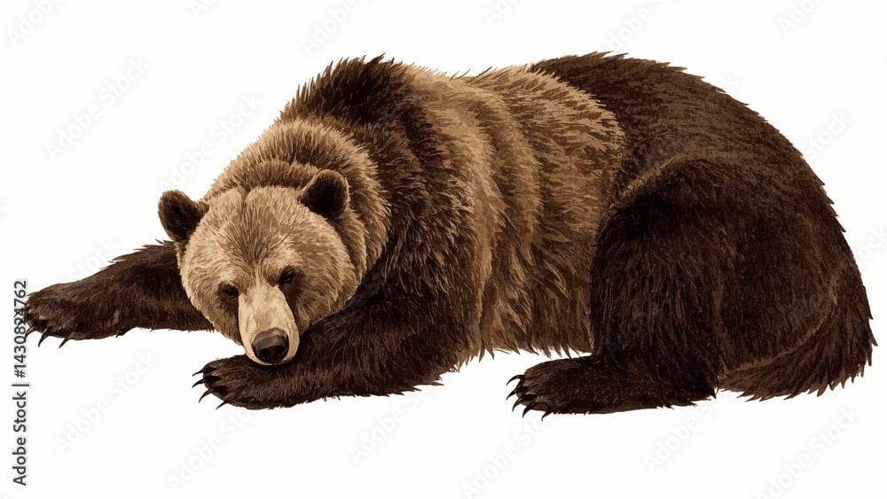Storm-Fur majesty grizzly bear isolated watercolor vector illustration svg