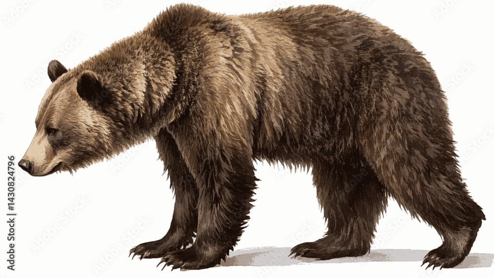 Wilderness wash grizzly bear isolated watercolor vector illustration svg