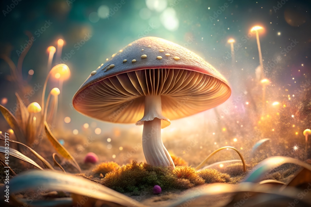 Fantasy Mushroom in Enchanted Forest Glow – Magical Nature Aesthetic Photography