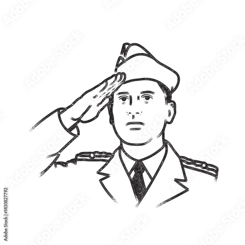 Man Saluting Silhouette - Artistic Vector Line Art - man saluting silhouette - man saluting vector - man saluting doodle - saluting illustration - man saluting line art

