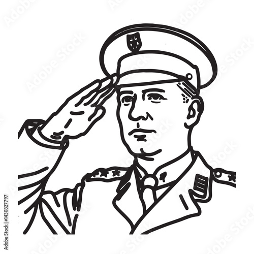 Man Saluting Silhouette - Minimal Outline Art - man saluting silhouette - man saluting vector - man saluting doodle - saluting illustration - man saluting line art

