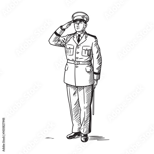 Man Saluting Silhouette - Modern Minimalist Sketch - man saluting silhouette - man saluting vector - man saluting doodle - saluting illustration - man saluting line art

