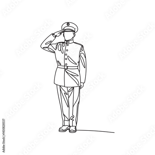 Man Saluting Silhouette - Simple Outline Artwork - man saluting silhouette - man saluting vector - man saluting doodle - saluting illustration - man saluting line art

