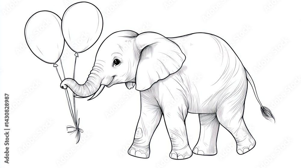 Fototapeta premium Cute elephant holding balloons