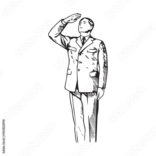 Man Saluting Silhouette - Simple Digital Line Art - man saluting silhouette - man saluting vector - man saluting doodle - saluting illustration - man saluting line art

