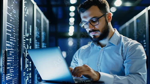 IT professional safeguarding data center networks and enhancing cybersecurity measures.