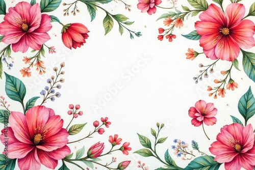 Intricate watercolor floral design, flowing seamlessly, art, flowing, illustration