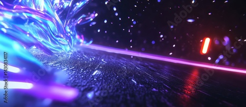 Abstract Neon Liquid Splatter and Glowing Lines