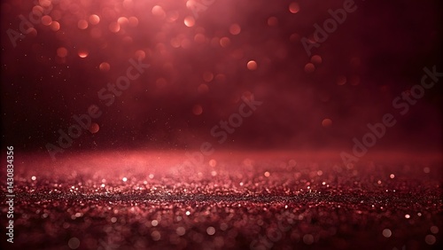 Vibrant red glitter background with sparkling bokeh lights, festive shimmer texture for holiday and decorative designs