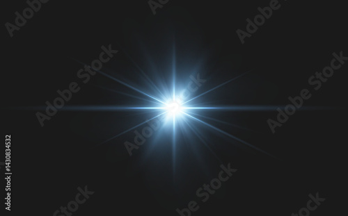 Vector transparent overlay featuring sunlight with sun rays and glare, including lens flare, light leaks, light transitions. Star, Starlight