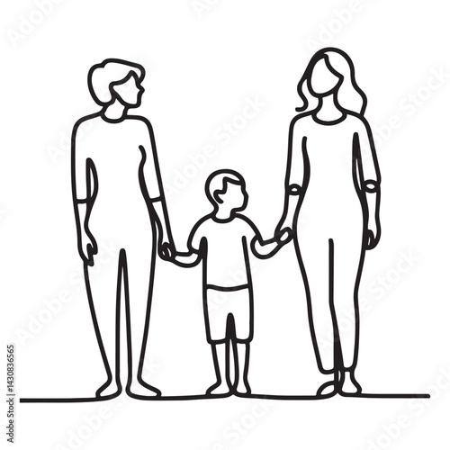 Silhouette Illustration of a Lesbian Couple with Their Child