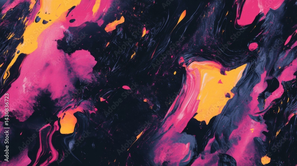 Obraz premium Abstract Pink Orange and Black Paint Swirls Background