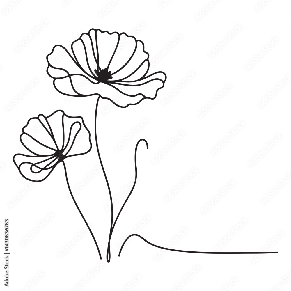 Fototapeta premium Elegant Line Art Floral Design Vector Illustration of Flowers