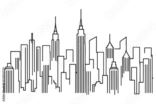 New York City Skyline Silhouette Vector Illustration for Design