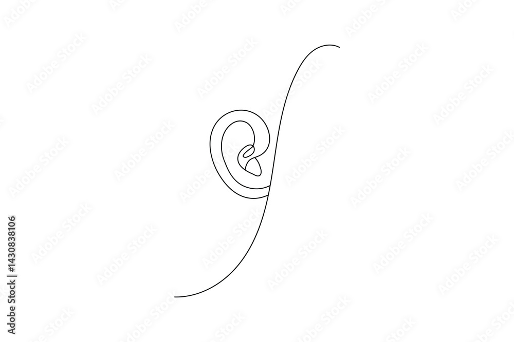 Obraz premium Ear continuous one line art drawing of isolated outline vector illustration 