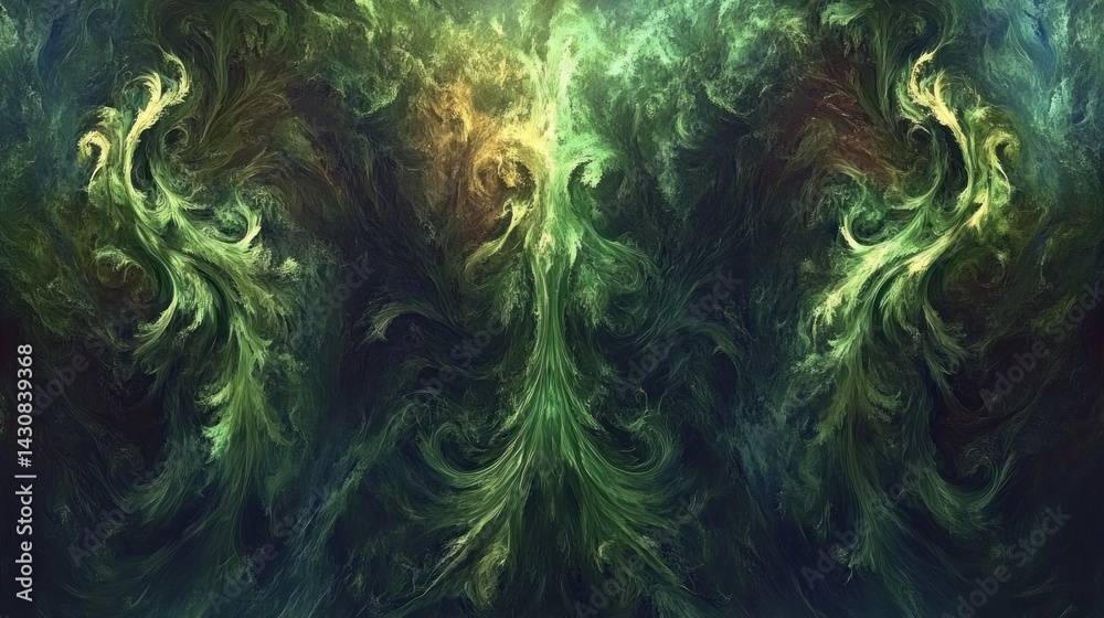 Abstract swirling patterns of vibrant greens and yellows. Abstract swirling patterns of vibrant greens and yellows.