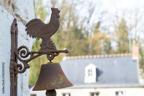 Rustic Rooster Door Bell – Vintage Iron Bell at Old House Entrance