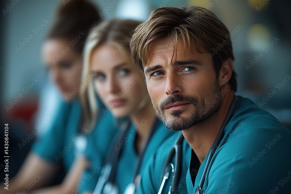 Focused healthcare professionals in a collaborative setting. Focused healthcare professionals in a collaborative setting.