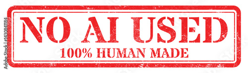 No AI Used Red Stamp - 100% Human Made Label on Transparent Background