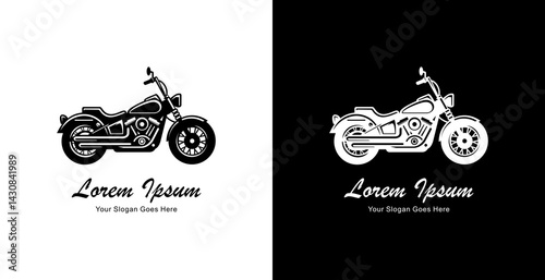 Motorcycle logo design with side view and modern style