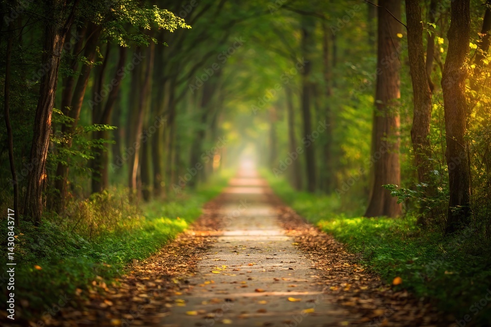 Naklejka premium Sunlit Forest Pathway
