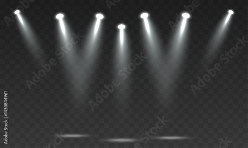 Stage spotlight. Rays of light. Spotlight. Vector set of light. Studio lighting