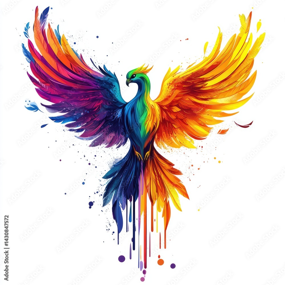 Obraz premium Colorful phoenix soaring