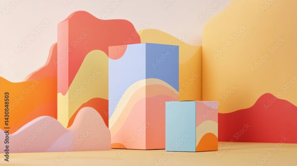 Fototapeta premium Pastel Abstract 3D Render with Geometric Shapes