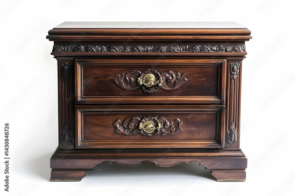 Fototapeta premium Ornate Antique Nightstand Isolated for High Detail Photography