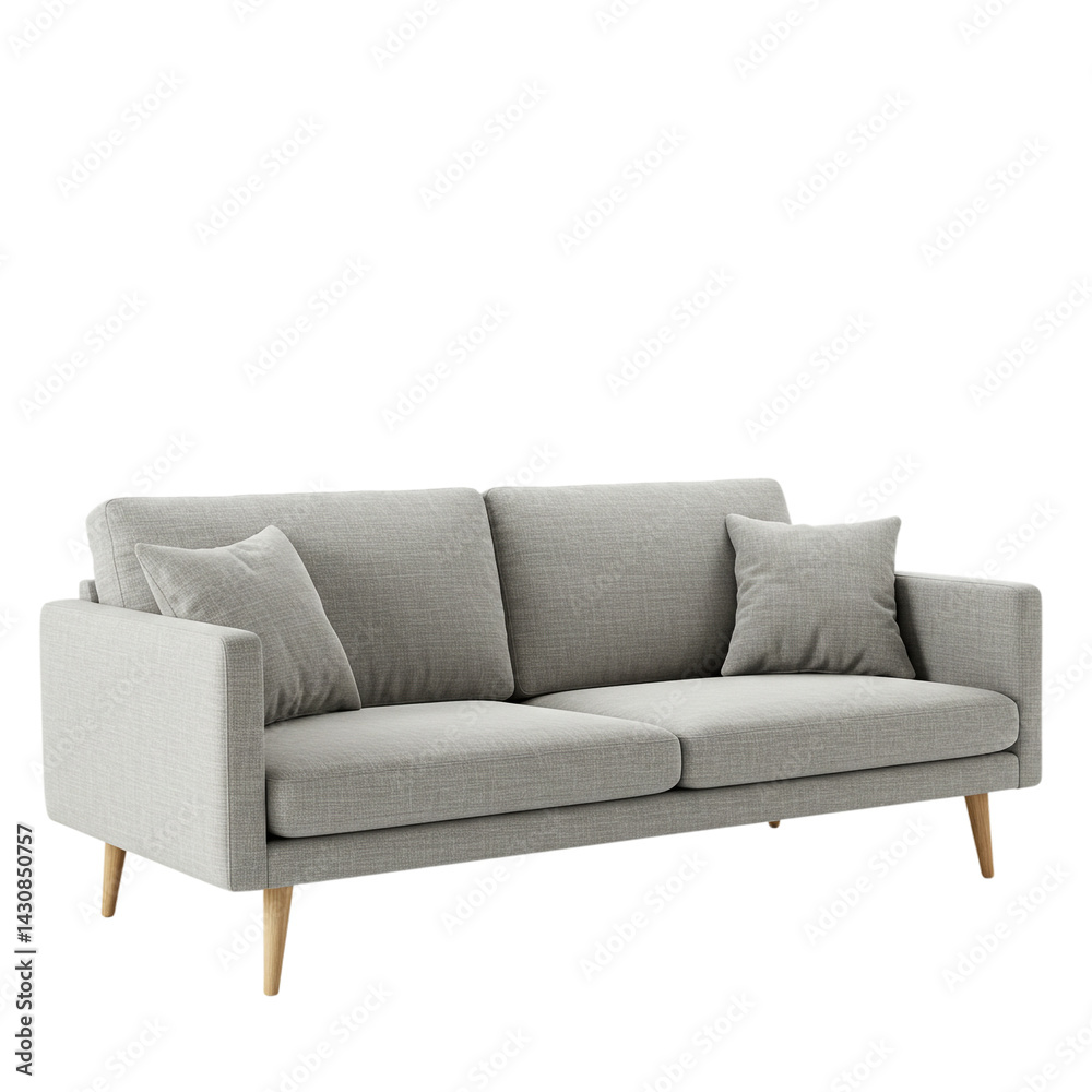 Scandinavian Light Grey Sofa PNG: Linen Fabric, Light Wood Legs, Minimalist AI Scandinavian Light Grey Sofa PNG: Linen Fabric, Light Wood Legs, Minimalist AI