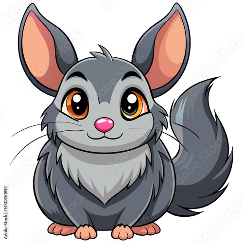 Cute Cartoon Chinchilla with Big Eyes
