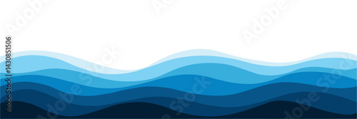 Abstract blue Waves background with gradient layers for water, sea, and ocean themes.