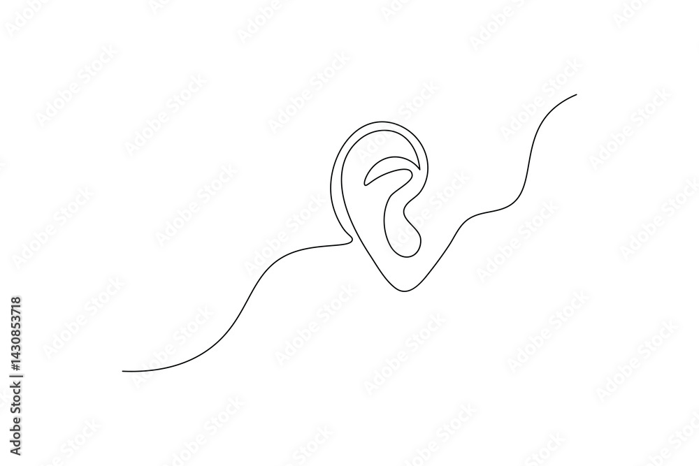 Obraz premium Ear continuous one line art drawing of isolated outline vector illustration 