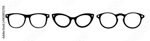 Eyeglasses Silhouette Icon Set Fashion Optical Glasses Styles
